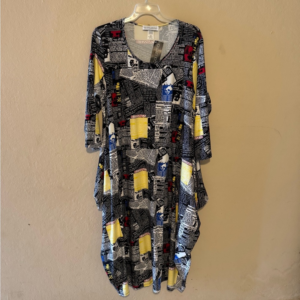 Black and White Asymmetrical High-Low Dress with Scoop Neck